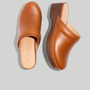 Madewell Brown Leather Mules with Studded Detail